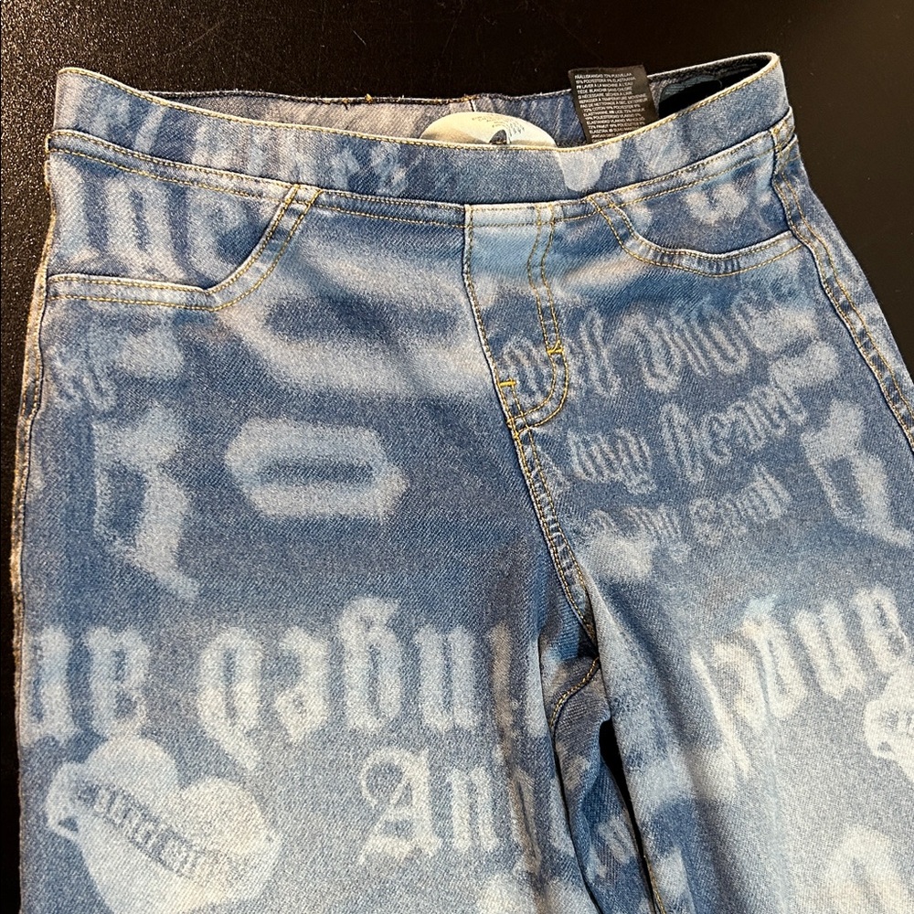 H&M‎ Denim Graphic Wide-Leg Jeans pull on - Picture 3 of 7